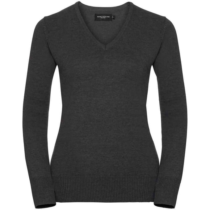 Russell Collection Dames/Dames Sweatshirt Katoen Acryl V Hals (Houtskool mergel)