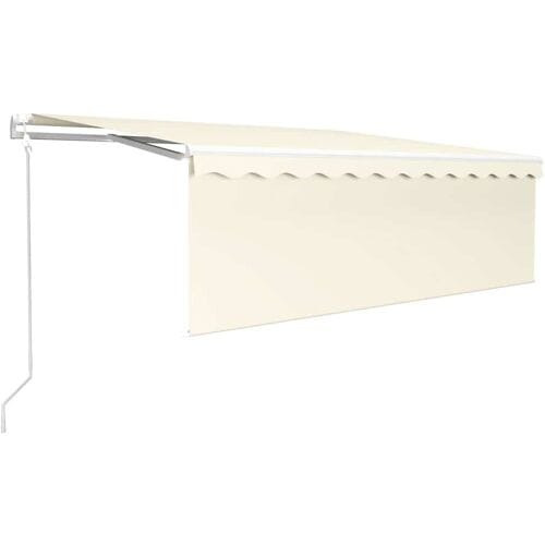 vidaXL - Luifel - automatisch - met - rolgordijn, - LED - en - windsensor - 4x3m - crème