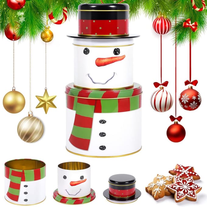 Set van 3 Kerst Koekjespotten voor Cadeaus en Opslag