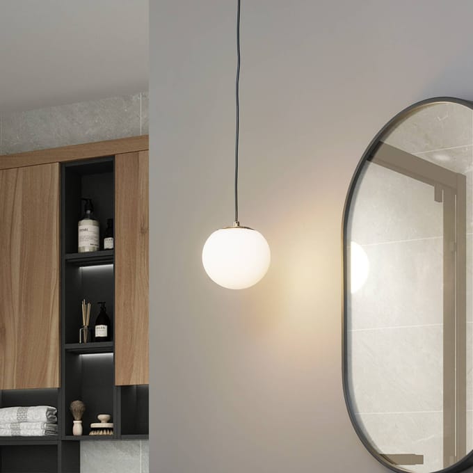 Lucande - hanglamp - 1licht - Staal, glas - H: 13.5 cm - E14 - messingkleurig