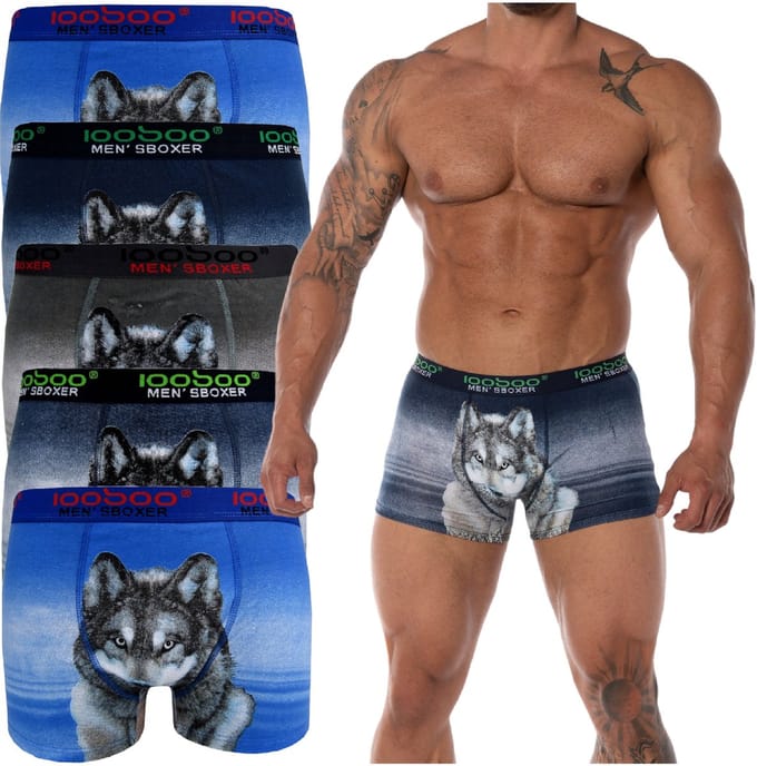 Markal - Heren Katoenen Boxershorts - Wolfmotief - Maat M - Navy