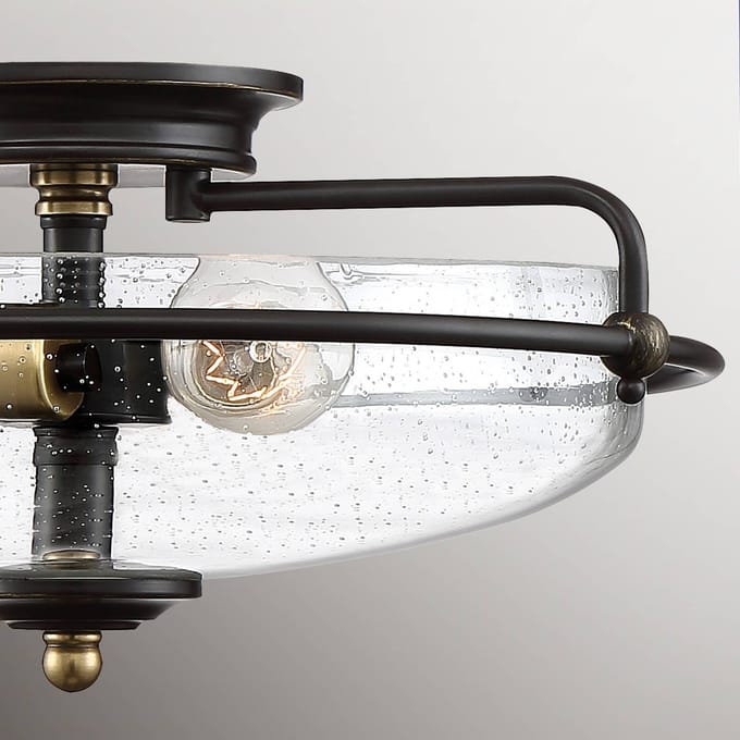 Quoizel LED Plafondlamp Griffin | 3X E27 Max 60W | Dimbaar | Palladian Bronze with Weathered Brass Accents