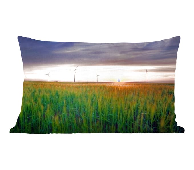 Sierkussens - Kussentjes Woonkamer - 60x40 cm - Windmolen - Zon - Gras