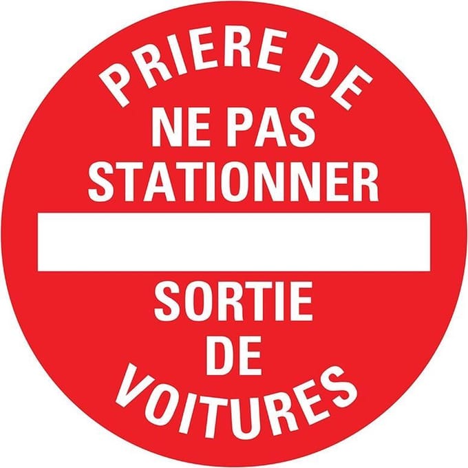 Pickup Pictogram rond diameter 20 cm - Prière de ne pas stationner sortie de voitures