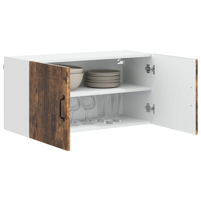 vidaXL - Wandkast - LUCCA - Gerookt - eiken - 80 - x - 31 - x - 40 - cm - Bewerkt - hout