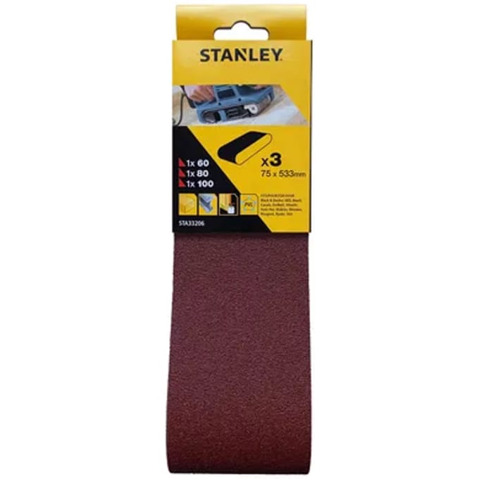 Stanley Schuurband - 75x533mm - Korrel 60/80/100 - 3 Stuks