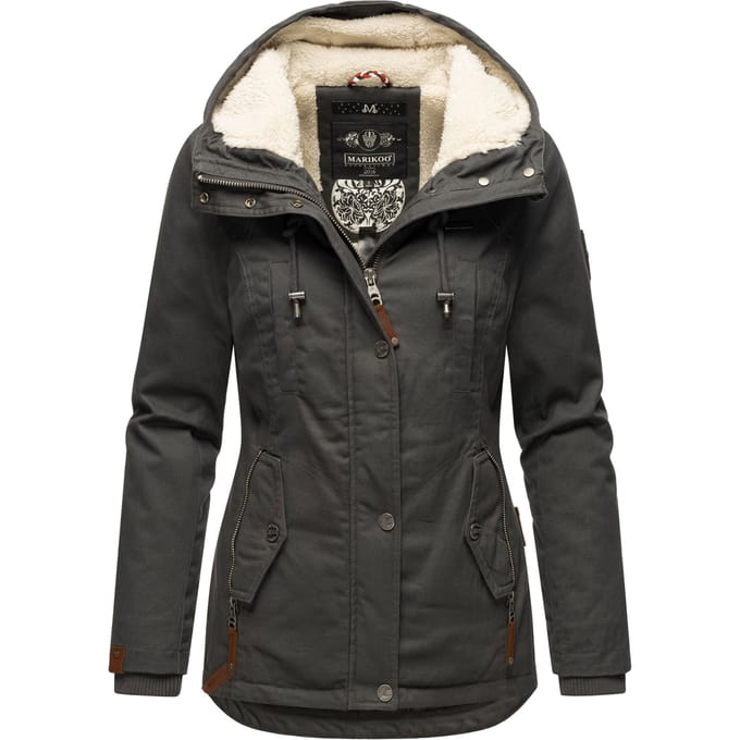 Marikoo dames winterjas met teddyfleece voering & capuchon