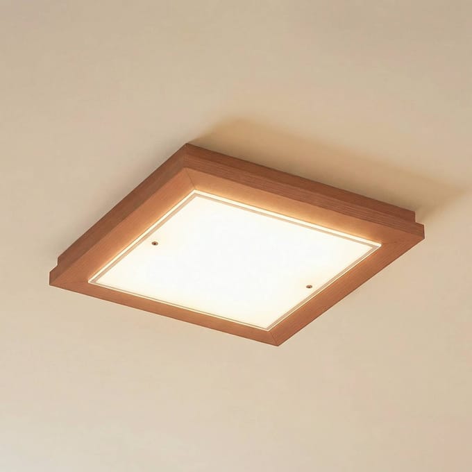 Argon Plafondlamp Tally, breedte 32 cm, terracotta, hout, E27