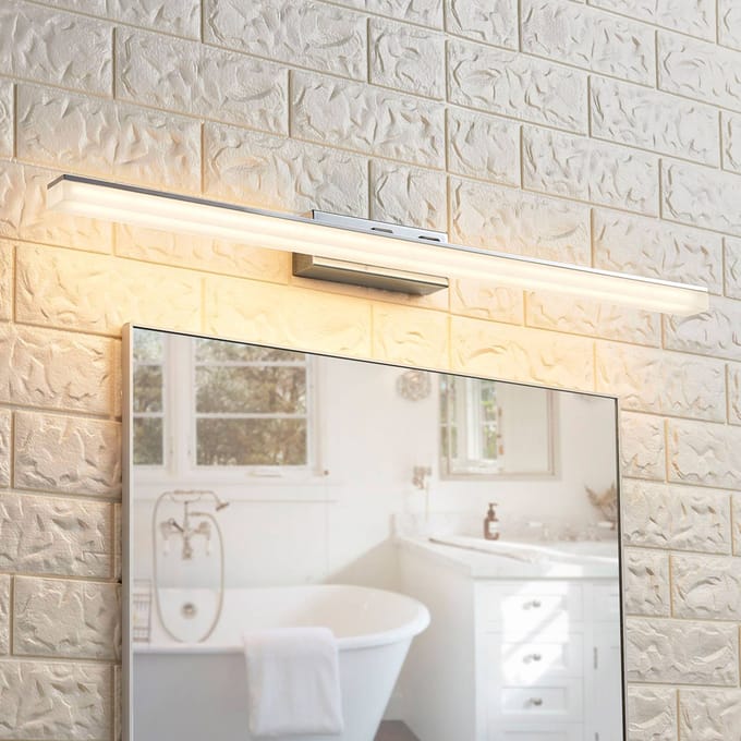 LED badkamer wandlamp Lucande, 75cm, chroom, metaal, IP44