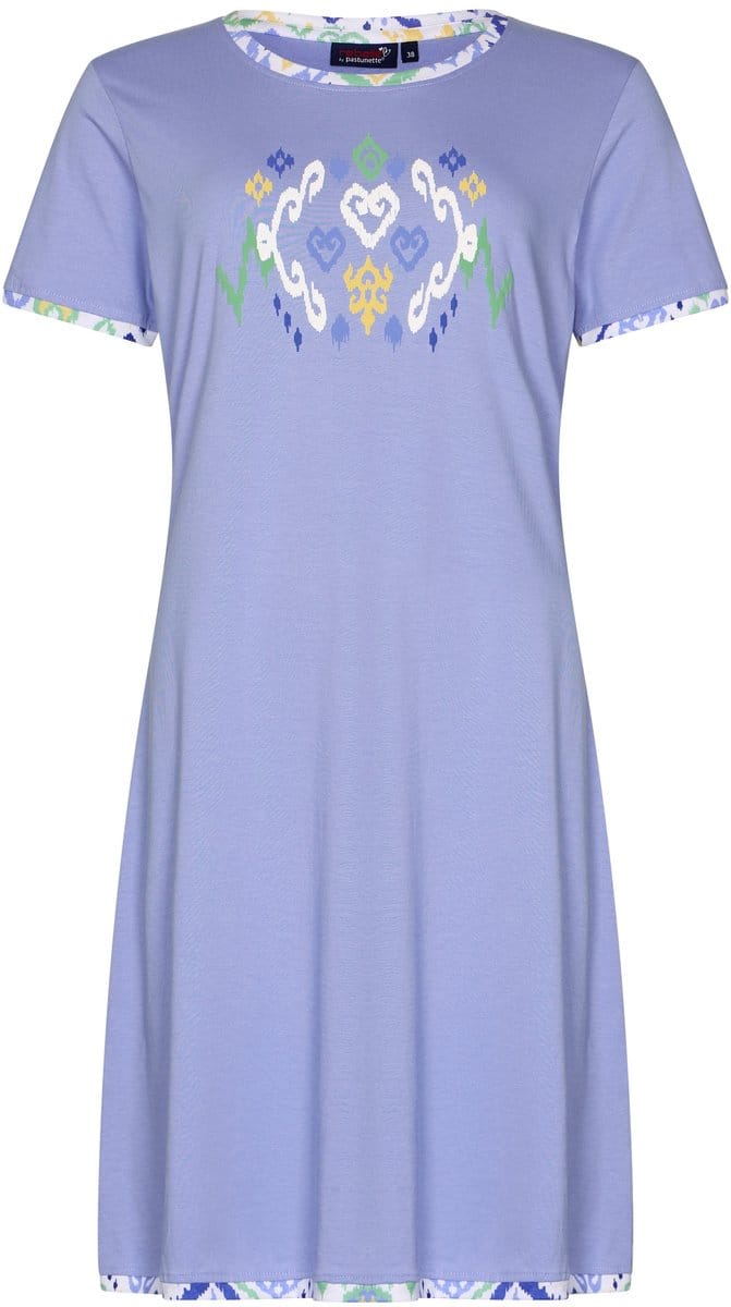 Dames Nachthemd Rebelle - Ikat - Bio Katoen - Lila - Maat 48