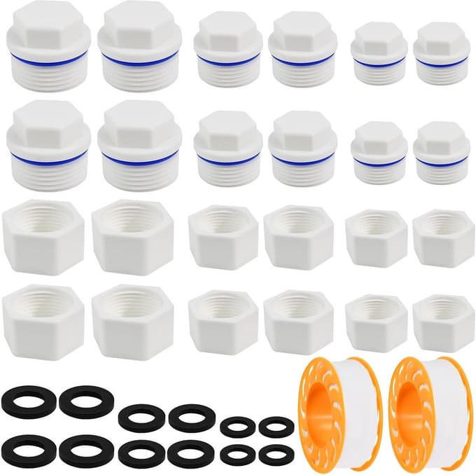 Set van 24 Waterdichte Aftappluggen voor Leidingen en Kranen (1/2" t/m 1")