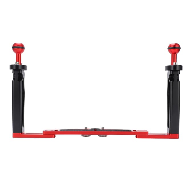 Dubbele Handgreep Tray Stabilisator Rig Duiken Onderwater Camera Behuizing Case Tray Mount black