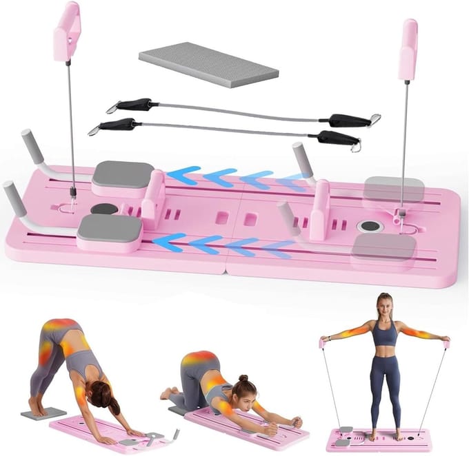 Pilates Hervormer - Ab Roller - Core Training - Opvouwbaar Ontwerp - 106 cm - Roze