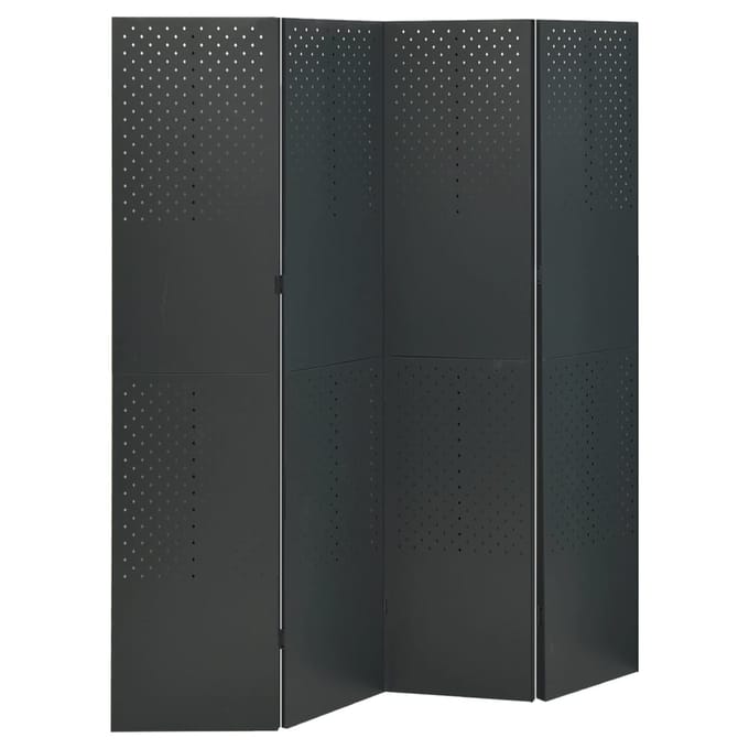 vidaXL - Kamerscherm - met - 4 - panelen - 160x180 - cm - staal - antracietkleurig