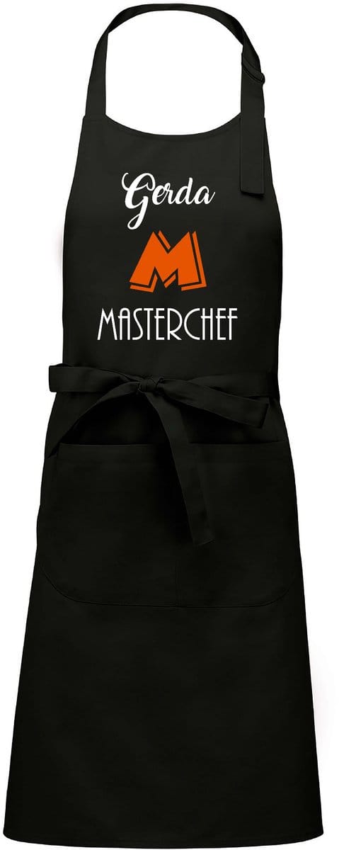 mijncadeautje - luxe keukenschort - Masterchef - met voornaam - zwart