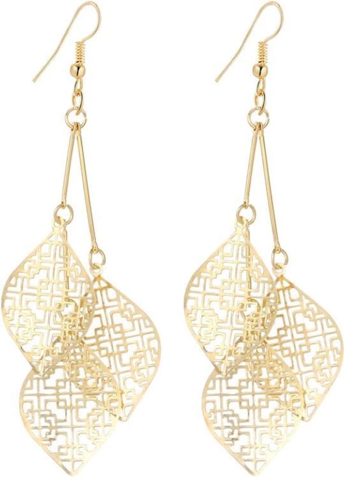 Fako Bijoux® - Oorbellen - Aluminium - Blaadjes - Goudkleurig