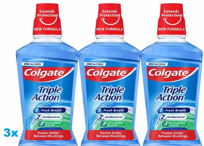 Colgate Triple Action Mondwater – 3 x 500 ml – Zero Alcohol – Fresh Breath – 3 Stuks