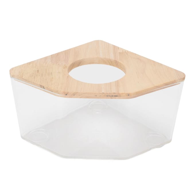 Boîte de Bain de Sable pour Hamster Ventilateur à Angle Droit Étanche Conteneur de Bain de Sable à Double Usage pour Petits Animaux beige