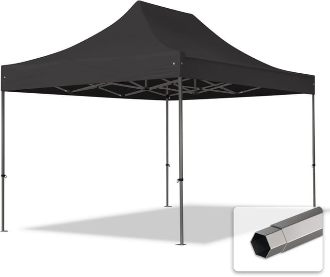3x4,5 m Easy Up partytent Vouwpaviljoen, PREMIUM staal 40mm, donkergrijs