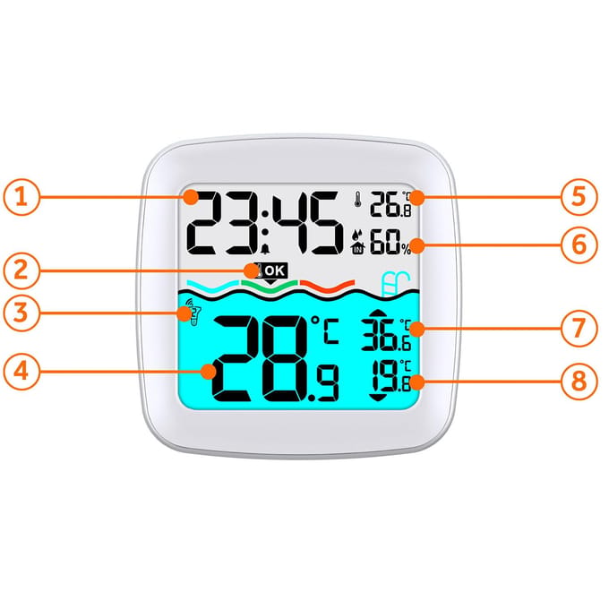 Berdsen BD-913 Serie - Weerstation - Met Zwembad Sensor - Precieze Tijd - Modern Ontwerp