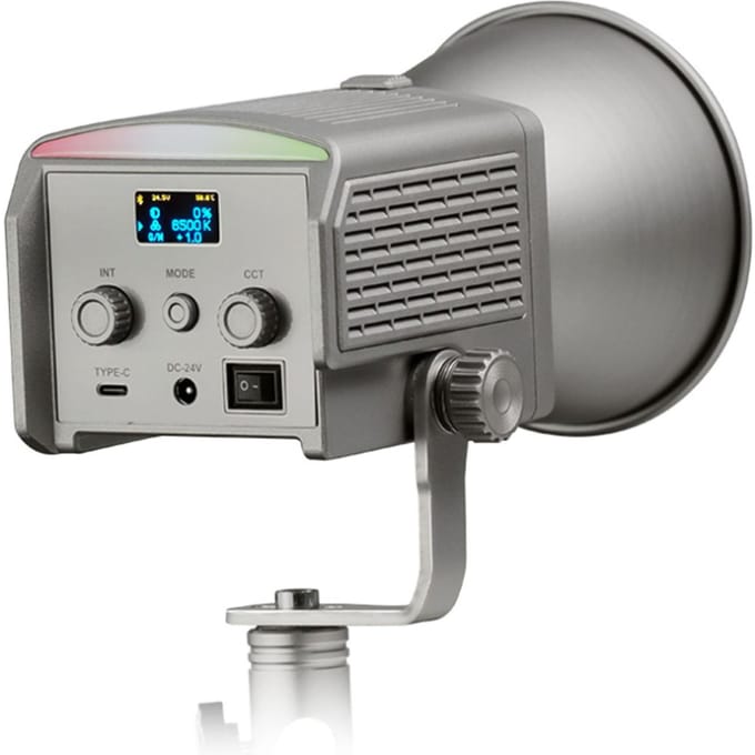 NiceFoto AR-600C Draagbaar RGB Videolicht 50W Fotografie LED Vullicht 2700K-6500K COB Studio zilver