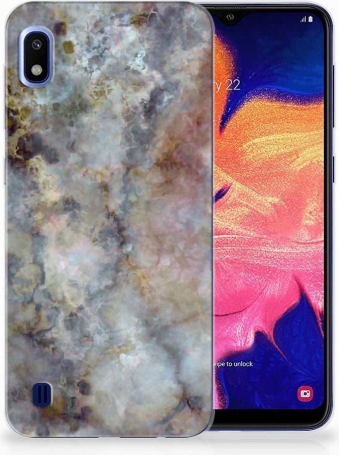 Samsung Galaxy A10 TPU Siliconen Hoesje Marmer Grijs