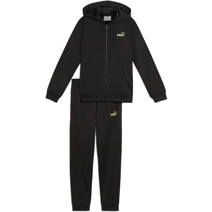 PUMA Hooded Full-Zip Poly Suit B Jongens Trainingspak - Puma Black