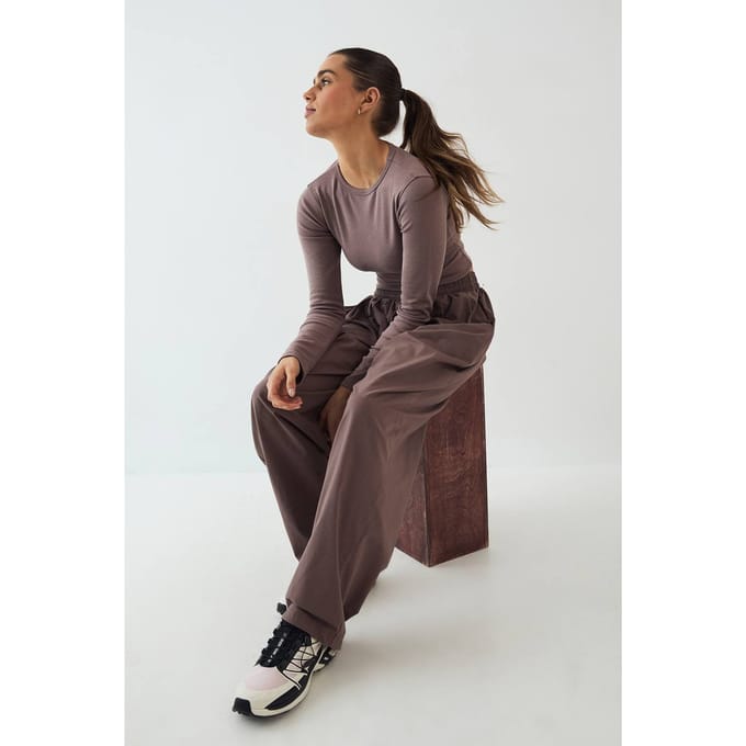Dames Dsgn Studio Oversized Broek Met Elastische Taille En Ballonpijpen | Mokka | Maat: Medium