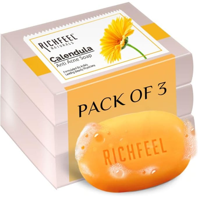 Richfeel Calendula Acne Zeep, 75g (Pakket van 3) white