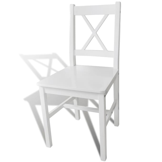 vidaXL - Eetkamerstoelen - 2 - st - grenenhout - wit