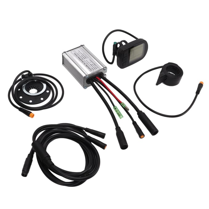 Kit de Modification de Vélo Électrique Compteur d'Affichage LCD5 Contrôleur à Boîtier Métallique 15A Câble 1 à 2 Ensemble Modifié DIY pour Vélo black