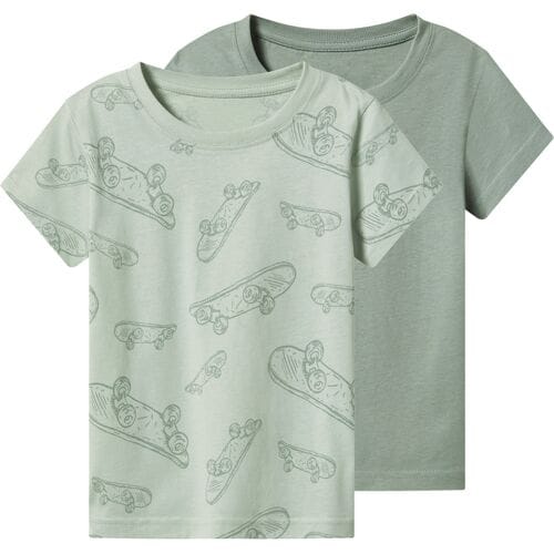 LUPILU Set van 2 kinder T-shirts (Groen/mint, 98/104)