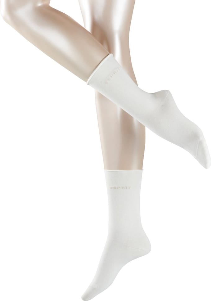 Esprit Basic Pure 2-Pack eenkleurig katoen multipack sokken dames wit - maat 39-42