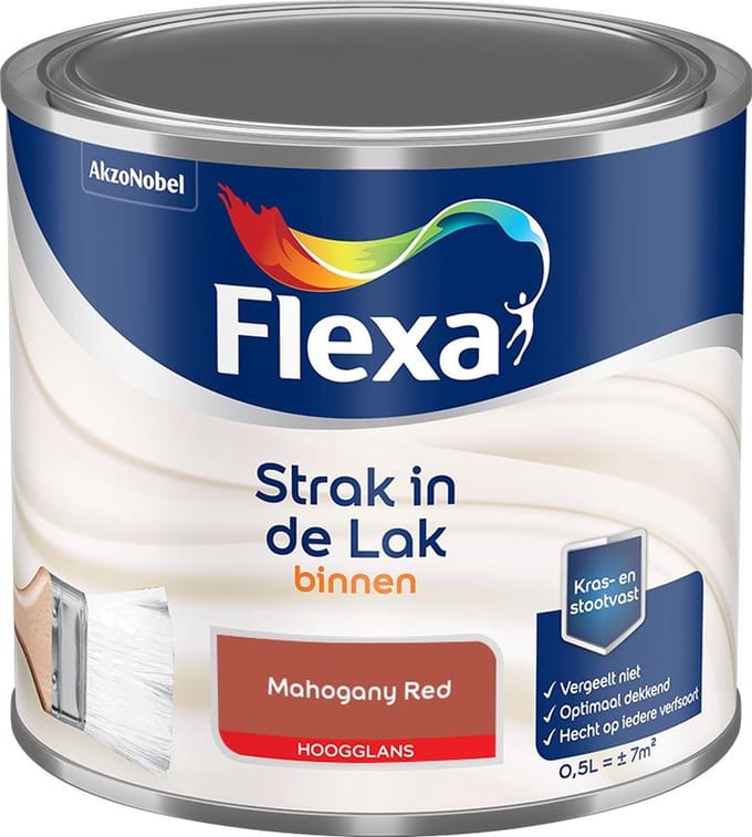 Flexa - Strak In De Lak Binnenlak Hoogglans - Mahogany Red - Mengverf - 500 Ml