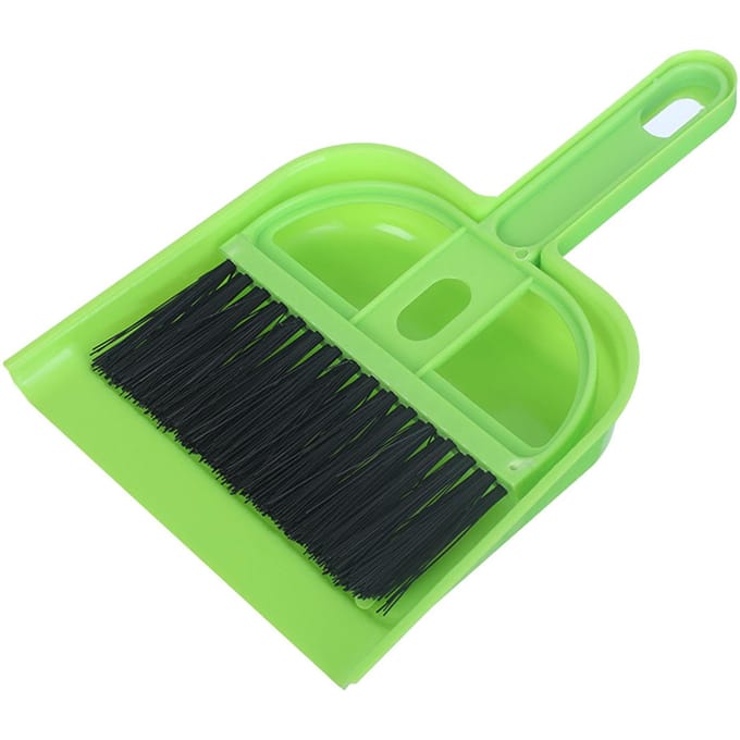 Ensemble de petits balais à main et pelles à poussière, multifonctions, portables, pour le nettoyage des claviers vert
