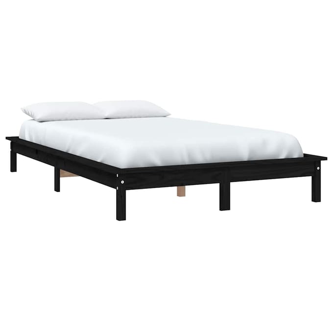 vidaXL - Bedframe - massief - grenenhout - zwart - 120x200 - cm