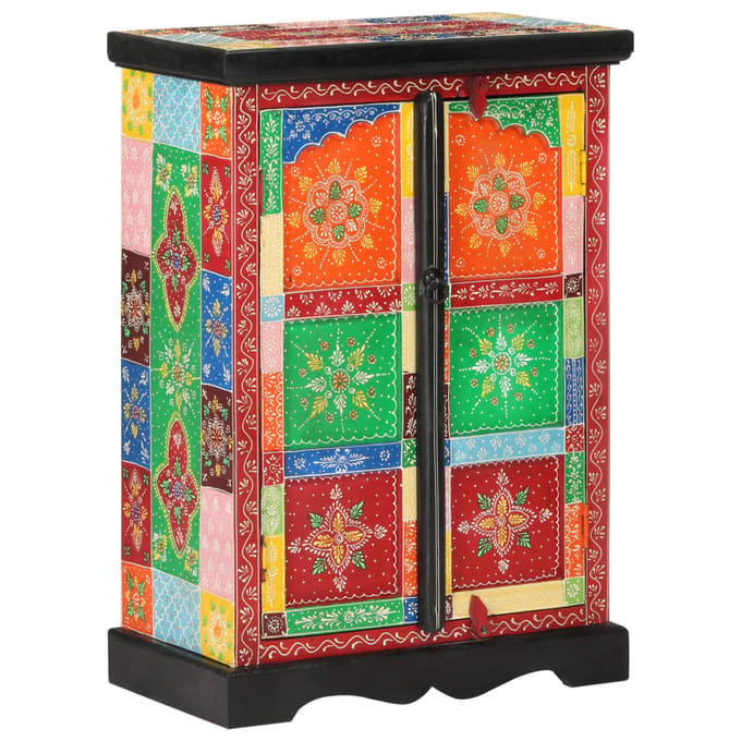 vidaXL - Kast - handgeschilderd - met - deuren - 53x30x75 - cm - massief - mangohout