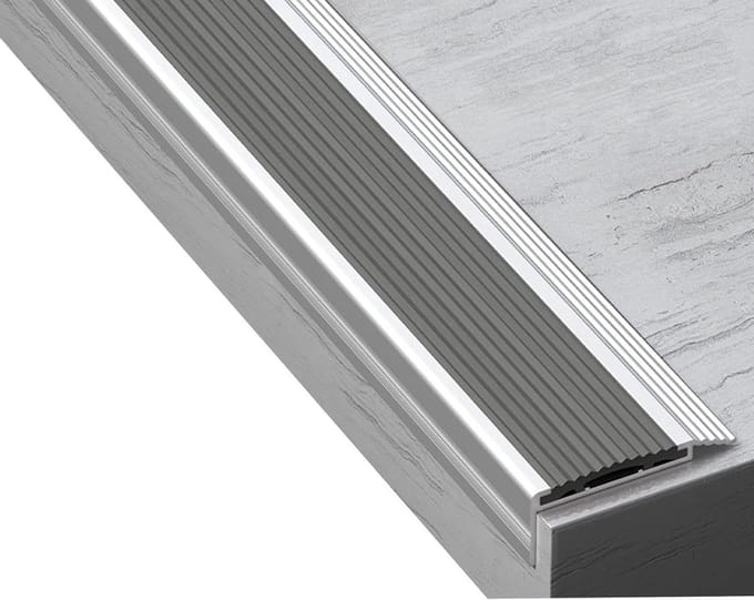 Traprandprofiel 3 Stuks - Antislip Strips - Trap Veiligheid - Aluminium Rubber - 100 cm - Grijs