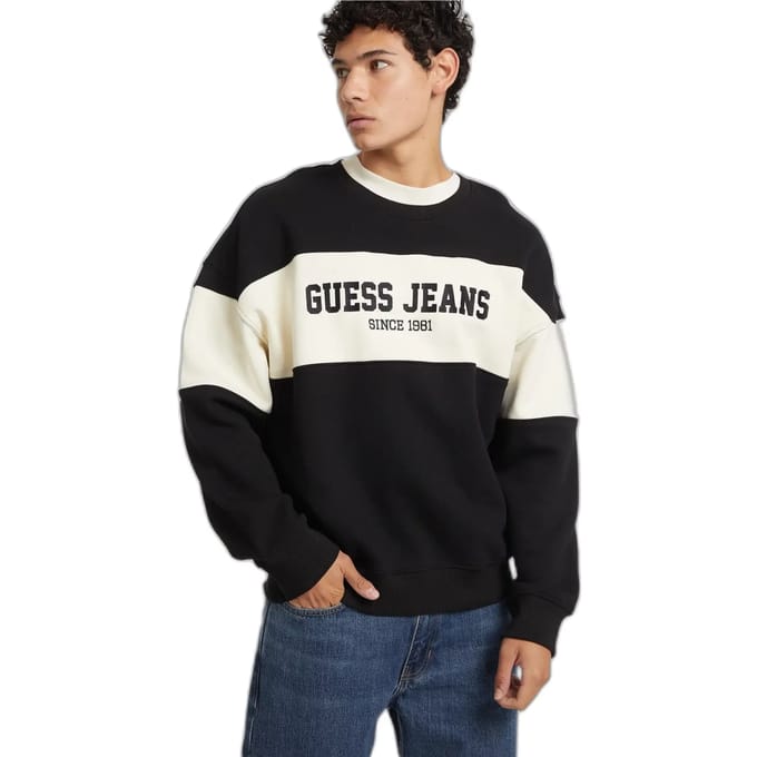 Guess Jeans Oversize Horizont Stripe Sweatshirt Zwart XS Man