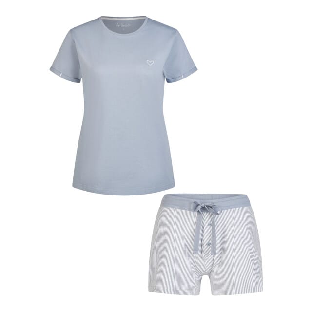 By Louise Essential Dames Korte Pyjama Set Shortama Lichtblauw - Maat M
