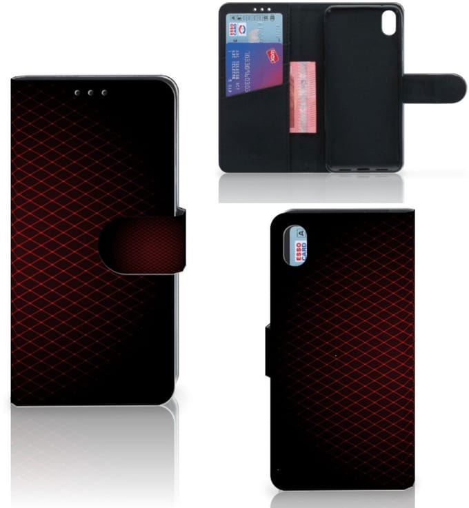 Book Case voor Xiaomi Redmi 7A Telefoon Hoesje Geruit Rood