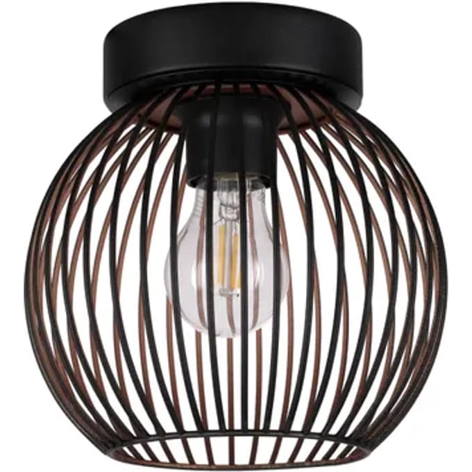 Eglo Plafondlamp Poblete - Zwart - Koper - 20cm - E27
