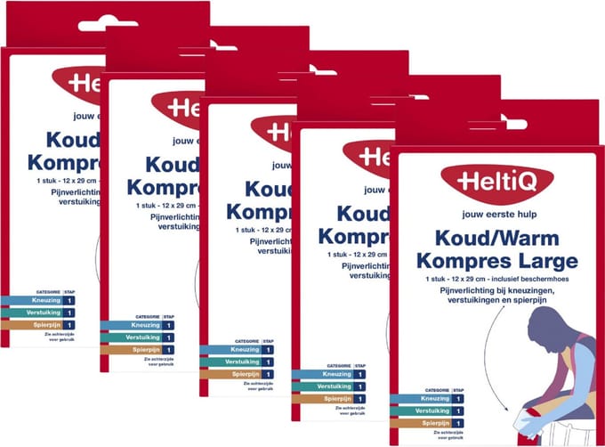 Hot/Cold Packs 12x29cm Set 5 Stuks, Inclusief Beschermhoes