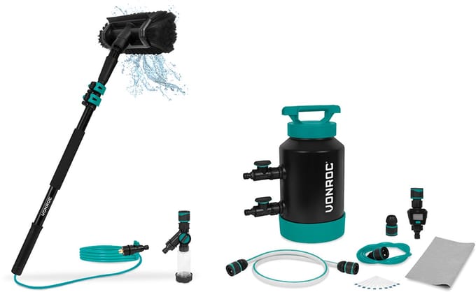 VONROC Telescopische Wasborstel - 1,80m en Waterontharder - Complete Set