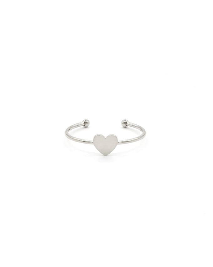 Mint15 Verstelbare ring klein hartje 'Little Heart' - Zilverkleur RVS/Stainless Steel