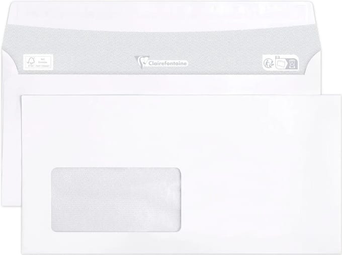 Clairalfa enveloppen DL 110x220mm wit venster links 45x90mm 500 stuks