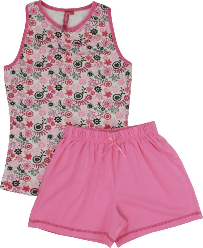 Annarebella Meisjes Shortama -100% Katoen-Roze - Maat 152