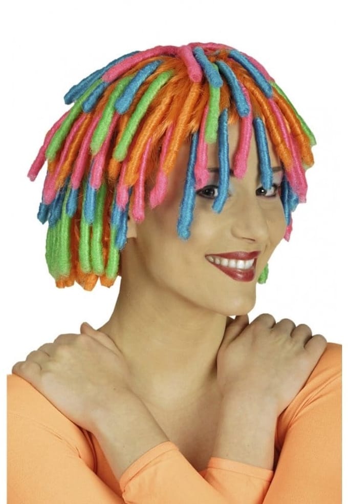 Party Pruik Rastagirl Rainbow Multikleur