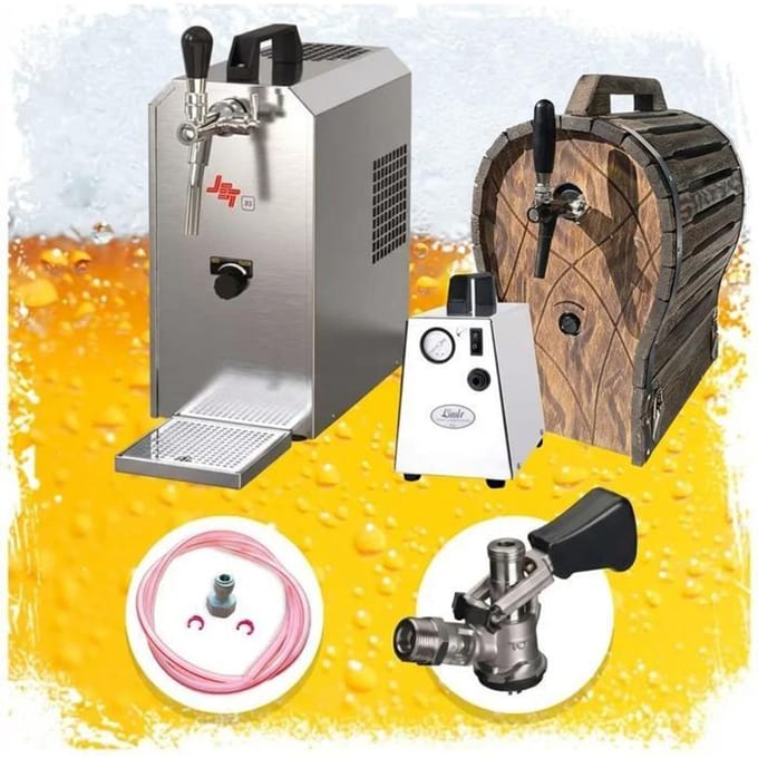 Kit Complet Système de Distribution JET 30 Valise à Bière Refroidisseur Sec 35 L/h avec Fût en Bois et Compresseur