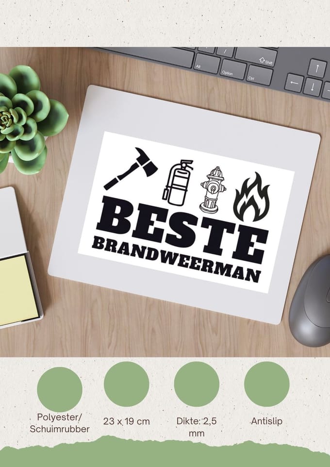 Akyol - beste brandweerman Muismat - Beste brandweerman - collega - cadeau - 23 bij 19 cm